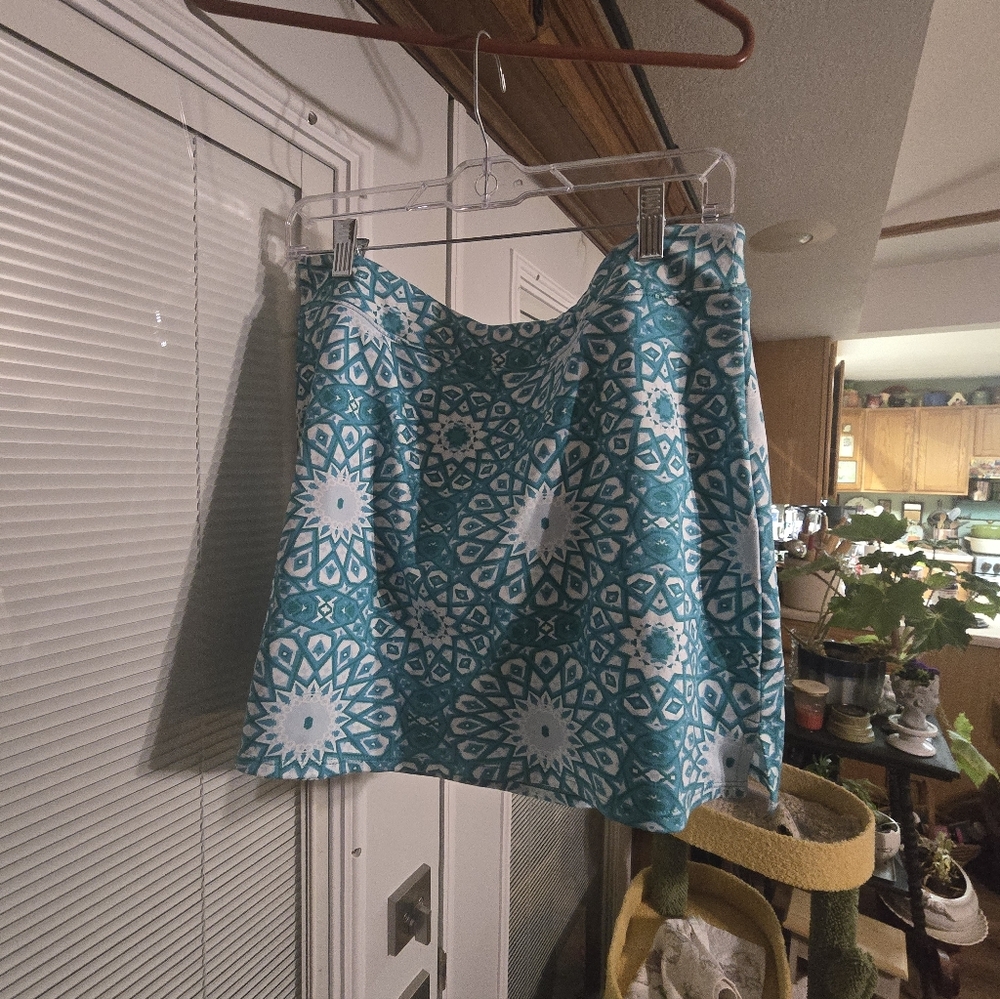 Tranquility by Colorado Clothing Teal and White Printed A-Line Skort